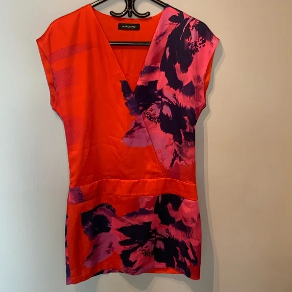 Marciano Red Floral Satin Mini Dress - Picture 2 of 6